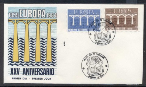 Andorra-Sp-1984-Europa-Bridge-FDC