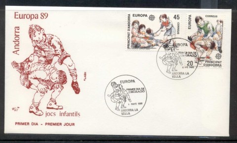 Andorra-Sp-1989-Europa-Childrens-Play-FDC