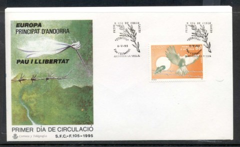 Andorra-Sp-1995-Europa-Peace-Freedom-FDC