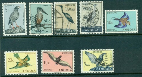 Angola-1951-Birds-Asst-8-MH-FU-lot31094