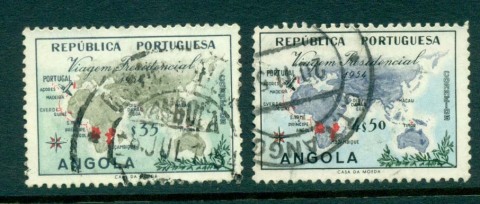 Angola-1954-Map-Plane-short-perfs-35c-FU-lot31099