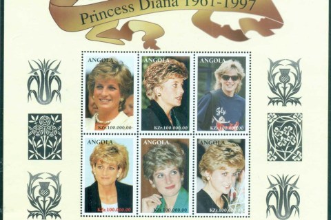 Angola-1998 Princess Diana in Memoriam, Lady Diana, Princess of Wales MS