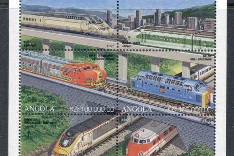 Angola-1997-Trains-sheetlet-MUH