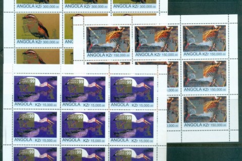 Angola-1999-Birds-Opt-Philexfrance-3x-Sheetlets-MUH