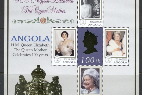 Angola-1999-Queen-Mother-100th-Birthday-MS4-MUH
