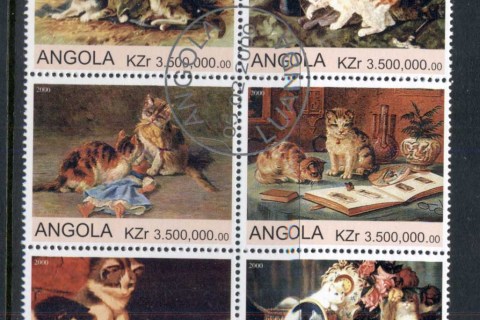 Angola-2000-Cat-paintings-blk6-rebel-Issue-CTO