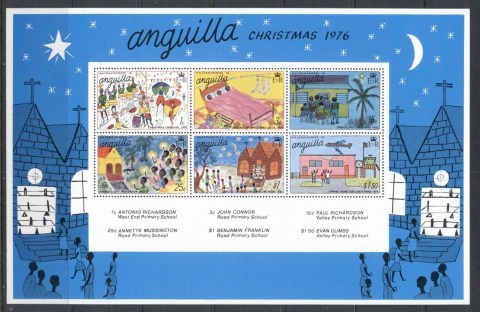 Anguilla-1976-Xmas-Childrens-Paintings-MS-MUH