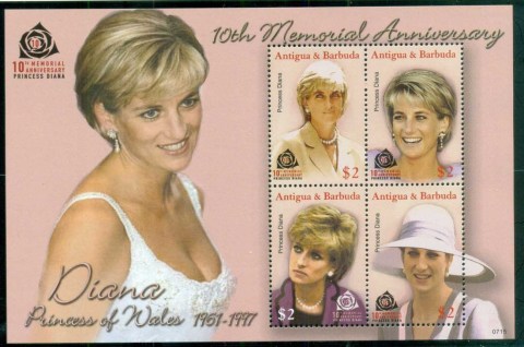 Antigua-Barbuda 2007 Princess Diana in Memoriam, 10th Anniv., Lovely Lady Diana MS