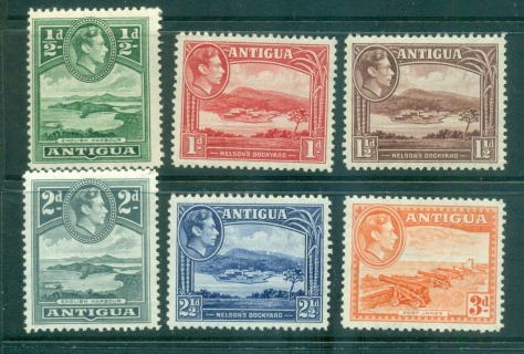 Antigua-1938-48-KGVI-defins-Asst-to-3d-MLH-Lot55164