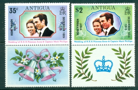 Antigua-1973-Princess-Anne-Honeymoon-Visit-labels-MLH-Lot30139