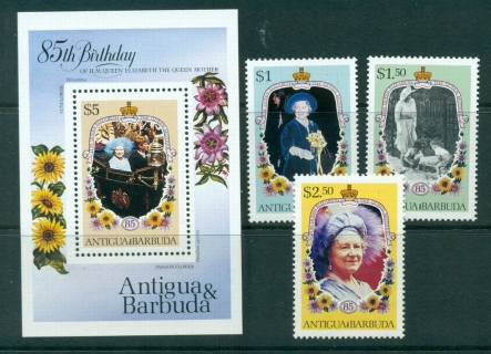 Antigua-Barbuda-1985-Queen-Mother-85th-Birthday-MS4-MUH-Lot30148