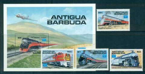 Antigua-Barbuda-1986-AMERIPEX-Trains-MS-MUH-lot51898