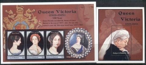 Antigua-Barbuda-2001-Queen-Victoria-100-years-2xMS-MUH