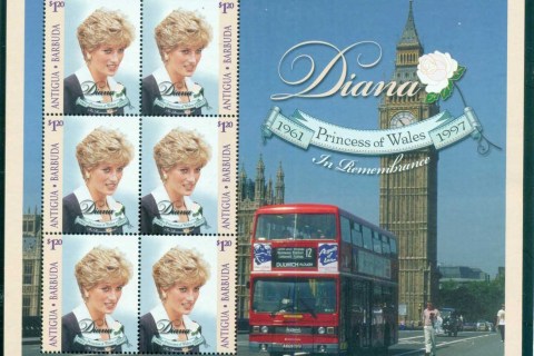 Antigua-Barbuda 1998 Princess Diana in Memoriam, Big Ben & Parliament MS