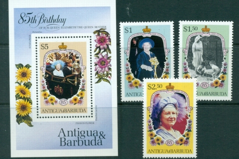 Antigua-Barbuda-1985-Queen-Mother-85th-Birthday-MS4-MUH-Lot30148