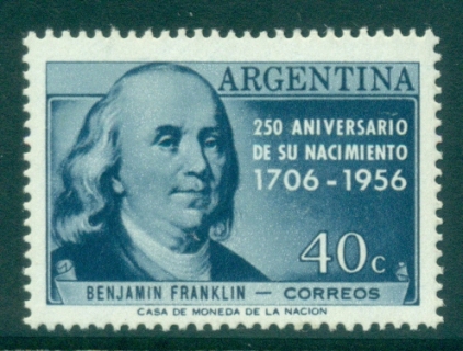 Argentina-1956-Benjamin-Franklin-MLH-lot37220