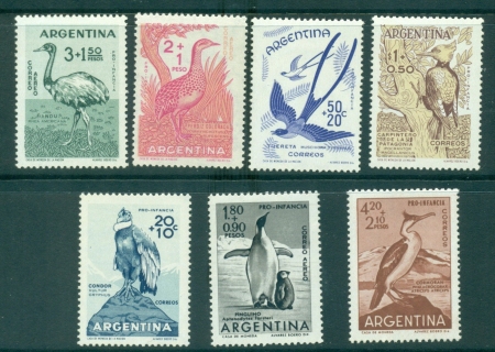 Argentina-1961on-Birds-Asst-Semi-Postals7-MLH-lot35389