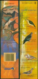 Argentina-2000-Doves-and-Pigeon-Self-Adhesive-Stamps-Birds-booklet-MUH