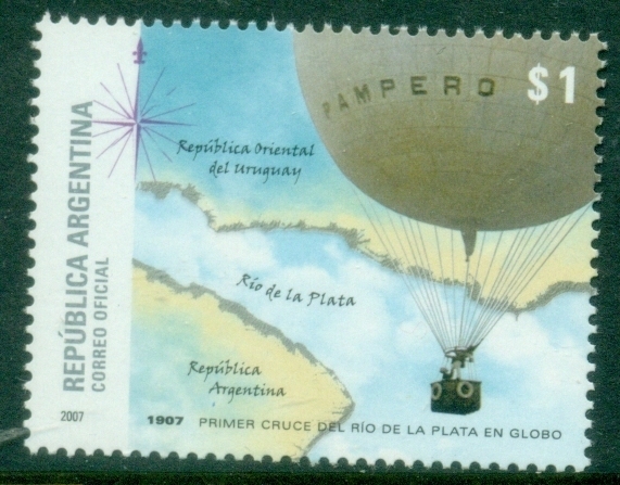 Argentina-2007-The-100th-Anniversary-of-the-Crossing-of-the-Rio-de-la-Plata-by-Balloon-MUH