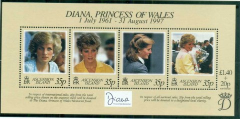 Ascension-Is-1998 Princess Diana in Memoriam, Lady Diana, Princess of Wales MS