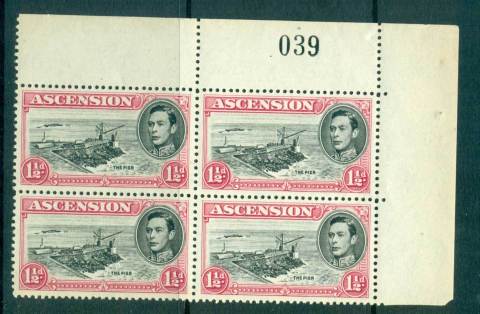 Ascension-Is-1938-53-1-1-2d-red-The-Pier-P13.jpg.5-Sheet-Cnr-Blk-4-light-tonesMUH-lot66110