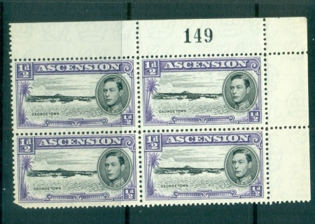 Ascension-Is-1938-53-1-2d-violet-Georgetown-P13-Sheet-Cnr-Blk-4-cnr.jpg.faultsMUH-lot66107