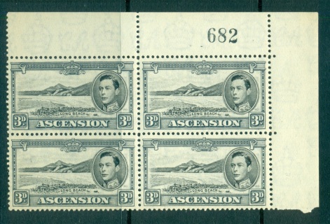 Ascension-Is-1938-53-3d-grey-Long-Beach-P13-Sheet-Cnr-Blk-4-light-tonesMUH-lot66112