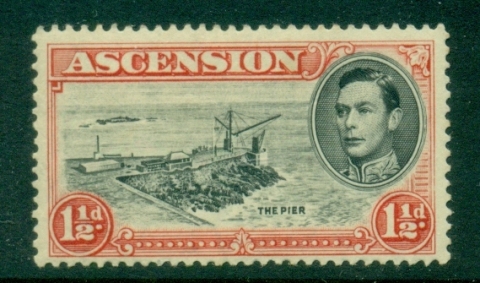 Ascension-Is-1938-53-KGVI-Pictorial-Perf-13-5-1-5d-tone-spot-MLH