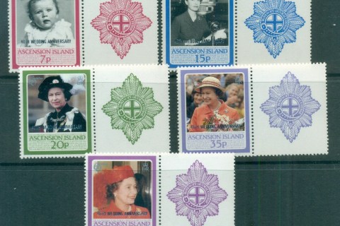 Ascension-Is-1987-QEII-40th-Wedding-Anniv-Opt-labels-MUH