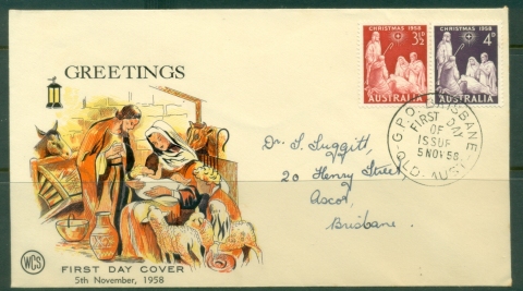 Australia-1958-Xmas-Wesley-FDC