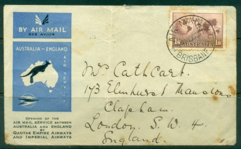 Australia-1937-Airmail-service-Australia-England-heavy-tones-folded-Flight-cover