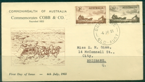 Australia-1955-Cobb-Co-FDC