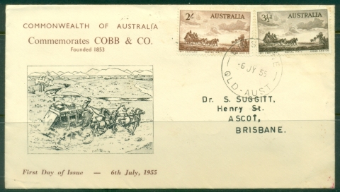 Australia-1955-Cobb-Co-Stamp-Mart-FDC