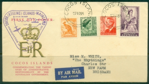 Australia-1955-Cocos-Keeling-Islands-Administration-Postal-Services-Inauguration-cover