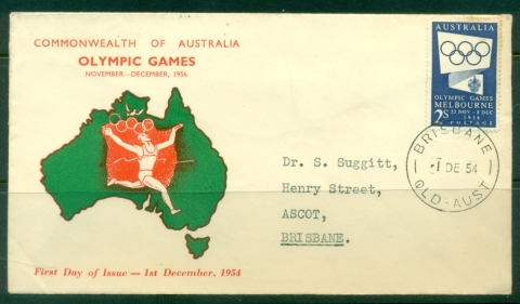 Australia-1955-Summer-Olympics-Melbournetones-Stamp-Mart-FDC