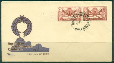 Australia-1958-Australian-War-Memorial-pair-Royal-FDC