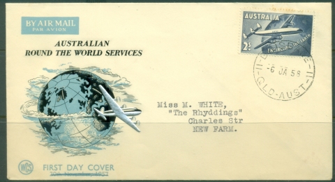 Australia-1958-First-Flight-Sydney-to-Sydney-2sh-gum-tones-Wesley-cover