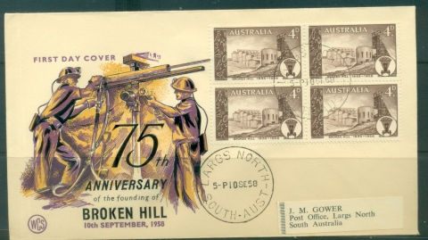 Australia-1958-Founding-of-Broken-Hill-75th-Anniv-Wesley-Gower-FDC