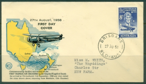 Australia-1958-Tasman-Air-Crossing-Wesley-FDC