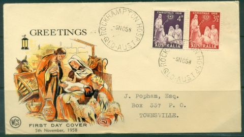 Australia-1958-Xmas-Wesley-FDC