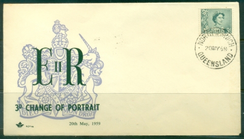 Australia-1959-QEII-change-of-Portrait-3d-Royal-FDC