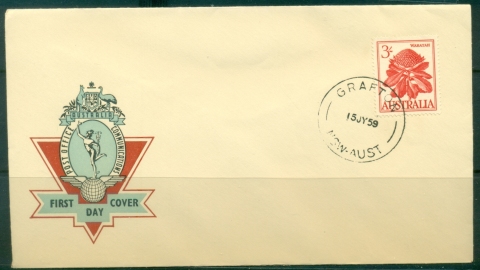 Australia-1959-Waratah-3sh-FDC