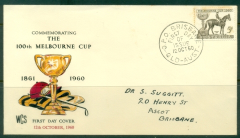 Australia-1960-Melbourne-Cup-tones-Wesley-FDC