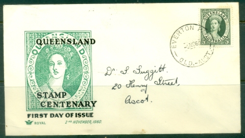 Australia-1960-Queensland-Stamp-centenary-Royal-FDC