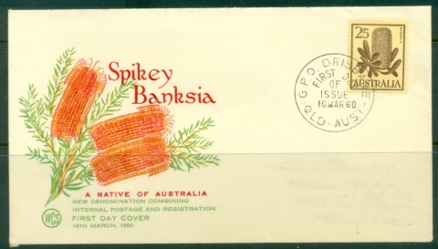 Australia-1960-Spiked-Banksia-2sh5d-Wesley-FDC