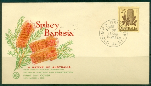 Australia-1960-Spikey-Banksia-2sh5d-Wesley-FDC