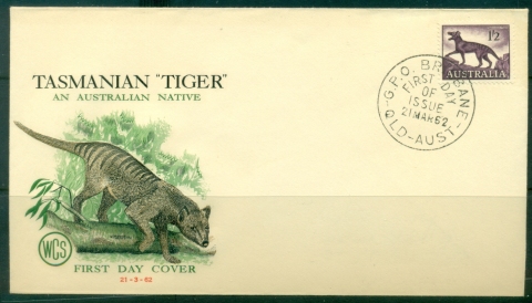 Australia-1962-Tasmanian-Tiger-1sh2d-Wesley-FDC