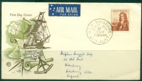 Australia-1964-Navigators-5sh-Dampier-Wesley-FDC