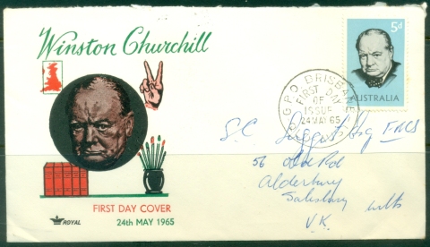 Australia-1965-Sir-Winston-Churchill-tones-Royal-FDC