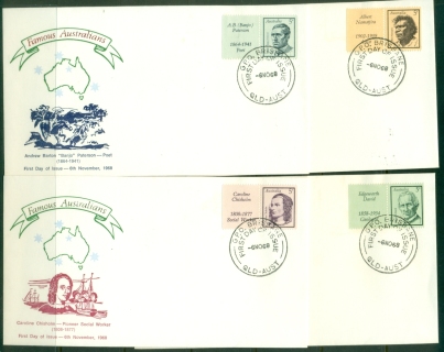 Australia-1968-Famous-Australians-tabs-4x-FDc